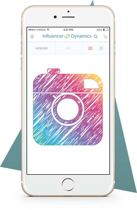Influencer Dynamics app shown on a smartphone